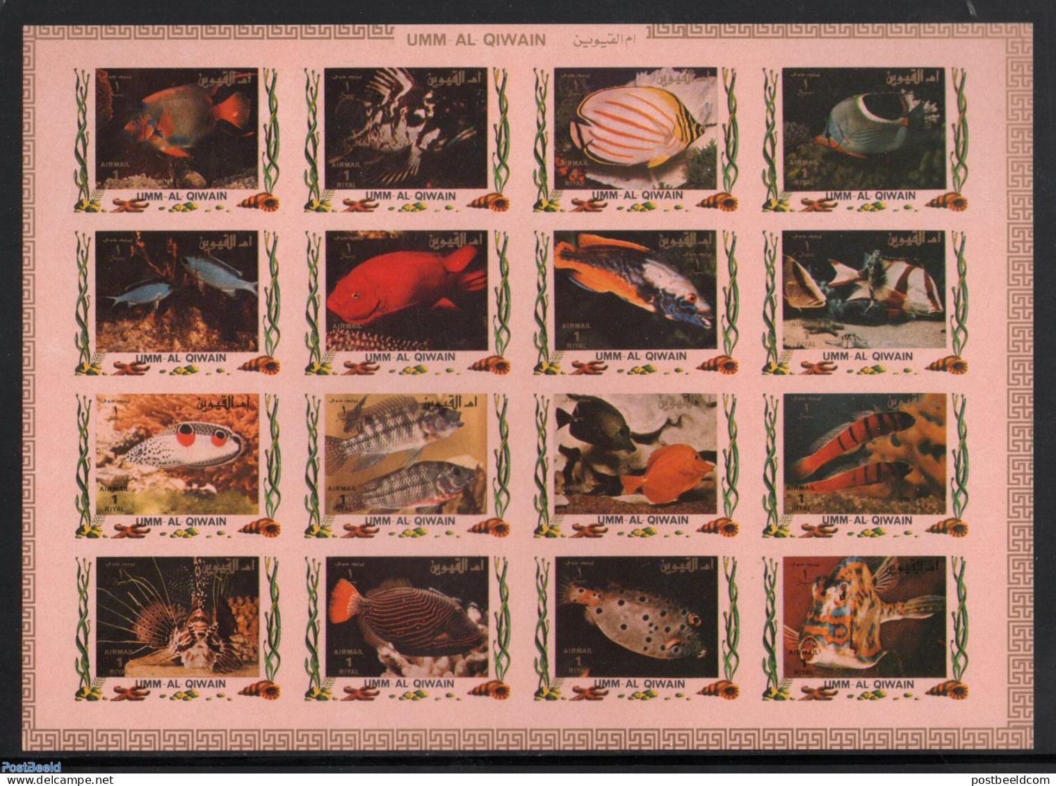 Umm Al-Quwain 1972 Tropical Fish 16 M/s, Imperforated, Mint NH, Nature - Fish - Fische