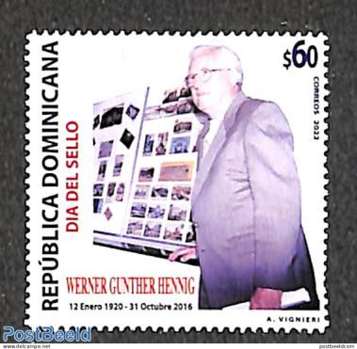 Dominican Republic 2022 Stamp Day, Werner Gunther Hennig 1v, Mint NH, Philately - Stamp Day - Stamp's Day