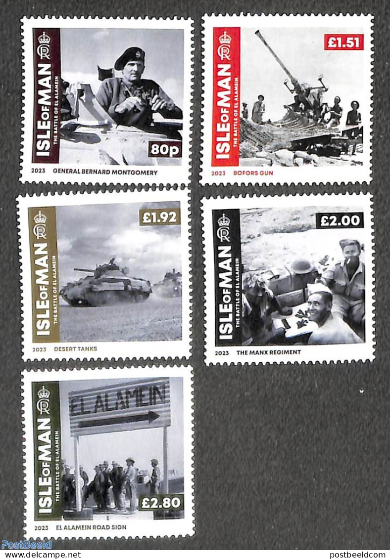 Isle Of Man 2023 Battle Of El Alamein 5v, Mint NH, History - Militarism - World War II - Militaria