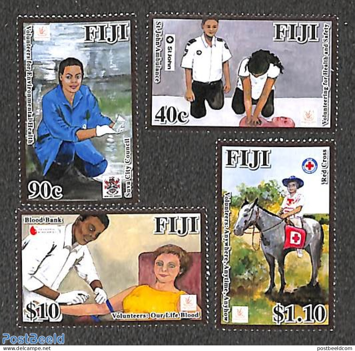 Fiji 2011 Int. Year Of Volunteers 4v, Mint NH, Health - Health - Red Cross - Croix-Rouge