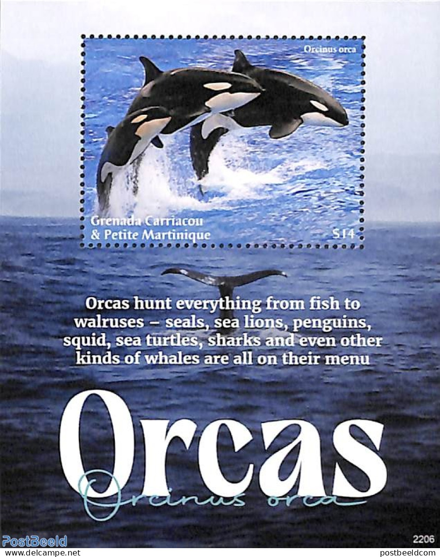 Grenada Grenadines 2022 Orca's S/s, Mint NH, Nature - Sea Mammals - Grenade (1974-...)