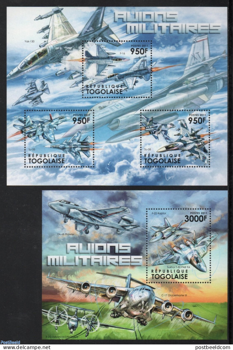 Togo 2011 Military Aircraft 2 S/s, Mint NH, Transport - Aircraft & Aviation - Flugzeuge