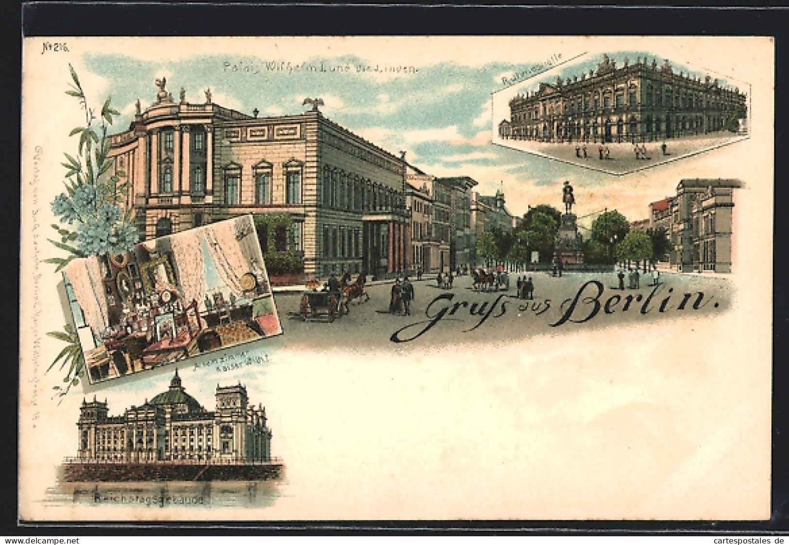 Lithographie Berlin, Palais Wilhelm I. Und Die Linden, Arbeitszimmer Des Kaisers  - Mitte