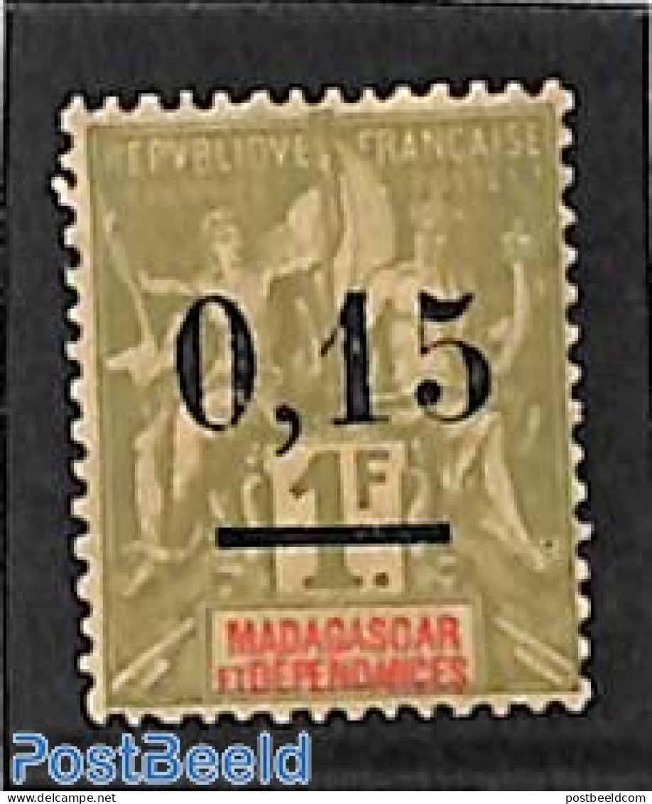 Madagascar 1902 0.15 On 1fr, Stamp Out Of Set, Unused (hinged) - Sonstige & Ohne Zuordnung