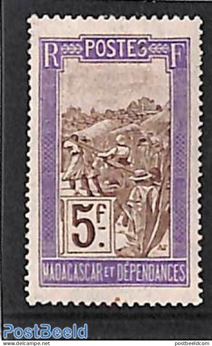 Madagascar 1908 5F, Stamp Out Of Set, Unused (hinged), Various - Agriculture - Landbouw