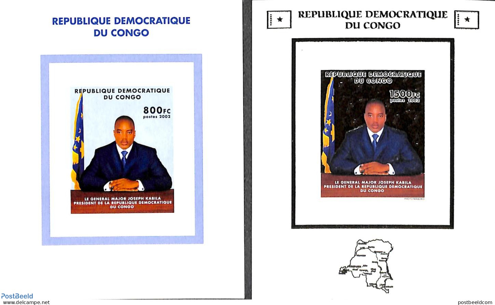 Congo Dem. Republic, (zaire) 2002 Joseph Kabila 2 S/s, Imperforated, Mint NH, History - Politicians - Sonstige & Ohne Zuordnung