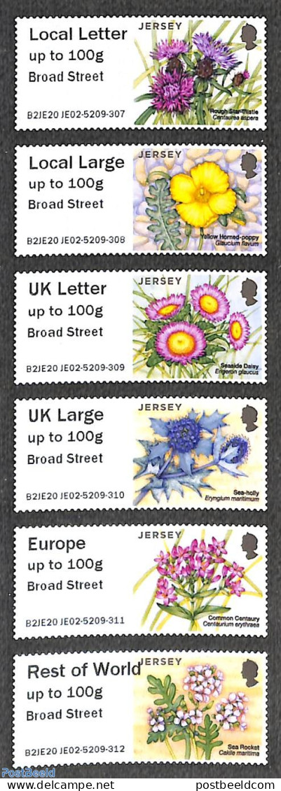 Jersey 2020 Automat Stamps 6v, Broad Street, Mint NH, Nature - Flowers & Plants - Automat Stamps - Machine Labels [ATM]