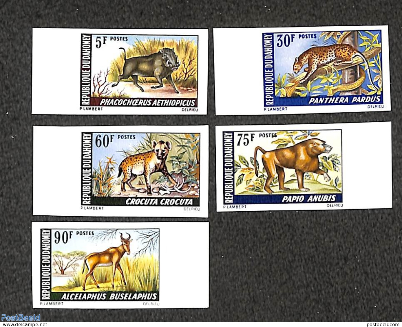 Dahomey 1969 Animals 5v, Imperforated, Mint NH, Nature - Animals (others & Mixed) - Cat Family - Monkeys - Altri & Non Classificati