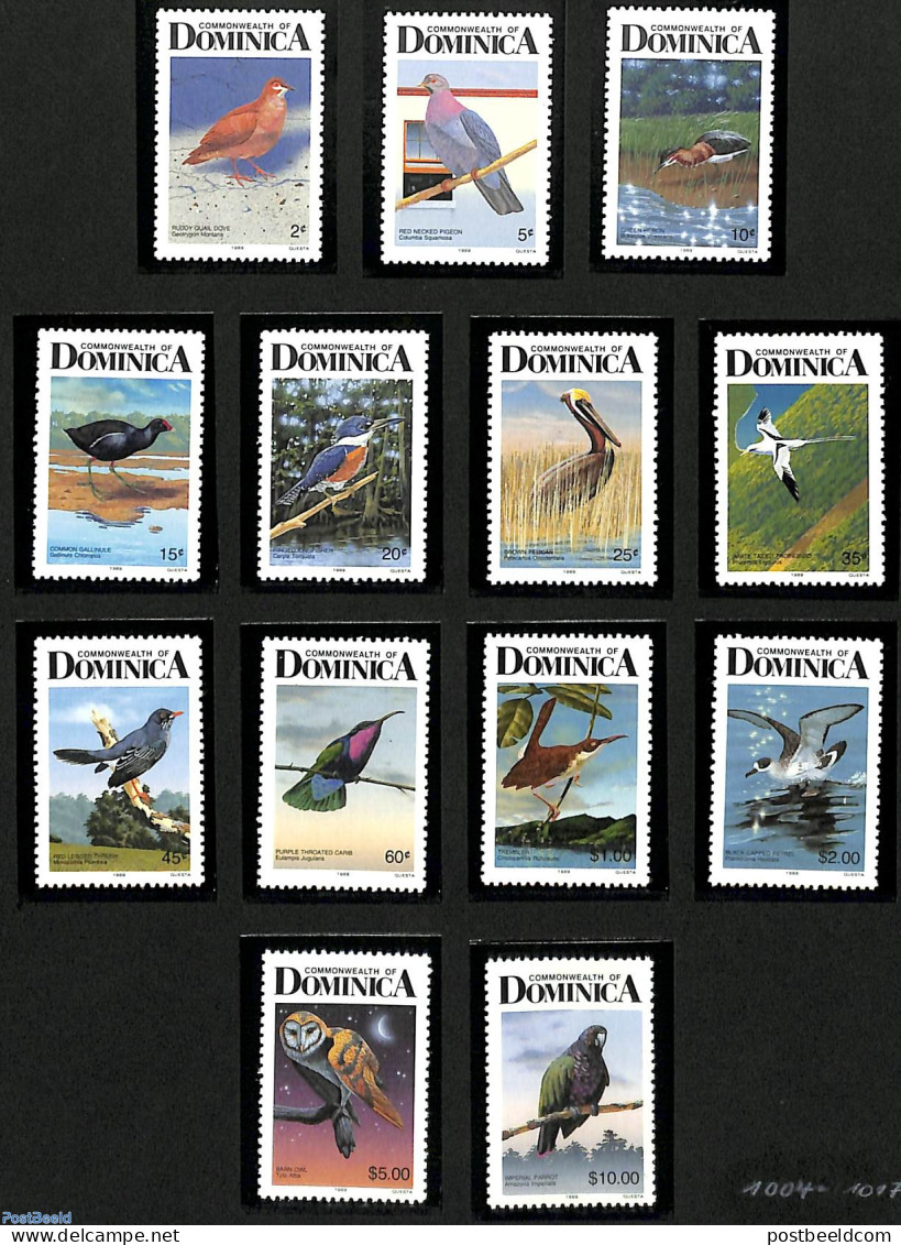 Dominica 1989 Birds 13v, Perf. 12.5:11.25 (with Year 1989), Mint NH, Nature - Birds - República Dominicana