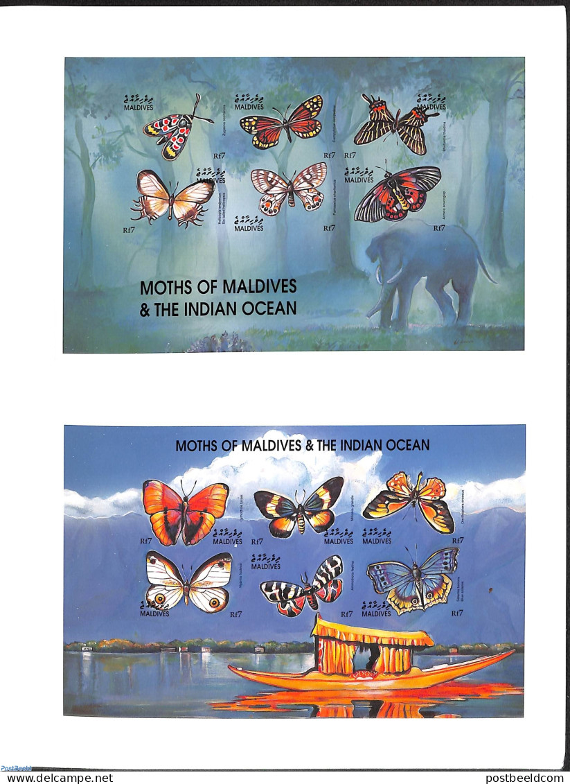 Maldives 2001 Butterflies, Original Proofs, Attached In Questa Proof Folder, Mint NH, Nature - Butterflies - Malediven (1965-...)