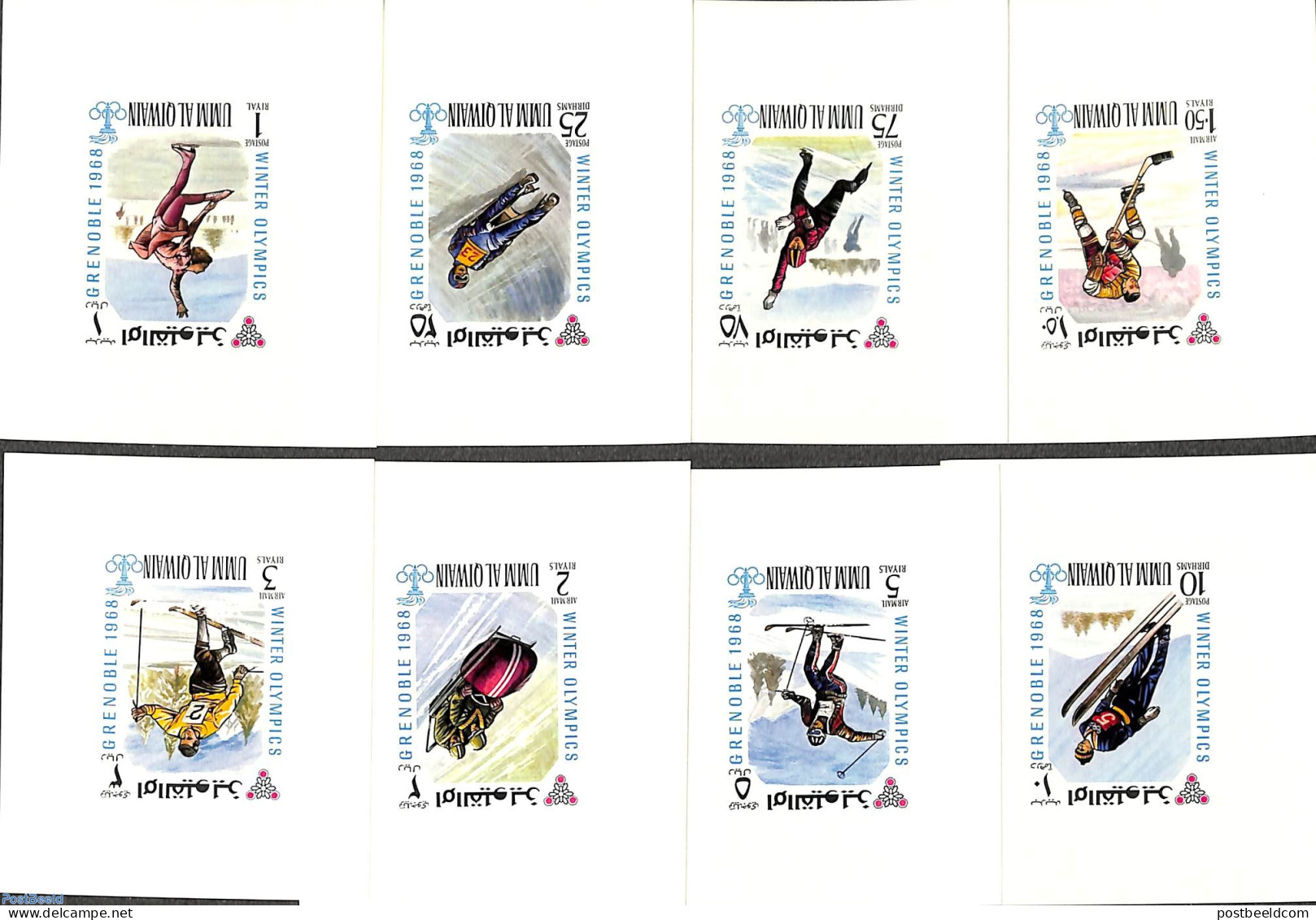 Umm Al-Quwain 1968 Olympic Winter Games 8 S/s, Mint NH, Sport - Ice Hockey - Olympic Winter Games - Skating - Skiing - Hockey (sur Glace)