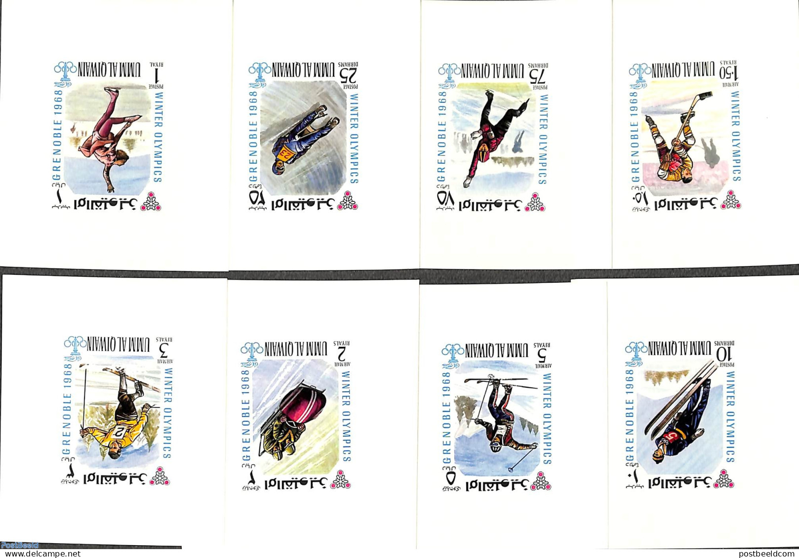 Umm Al-Quwain 1968 Olympic Winter Games 8 S/s, Mint NH, Sport - Ice Hockey - Olympic Winter Games - Skating - Skiing - Hockey (Ijs)