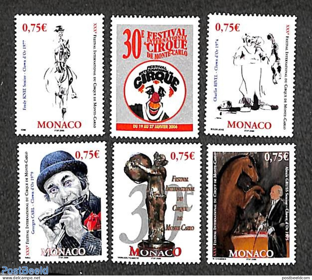 Monaco 2005 Circus 6v, Mint NH, Performance Art - Circus - Unused Stamps