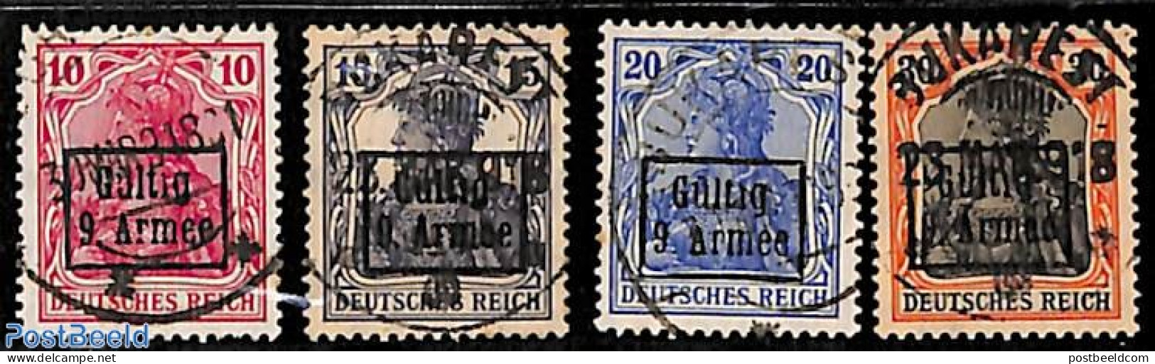 Romania 1918 Gültig 9. Armee Overprints 4v, Used Stamps - Oblitérés