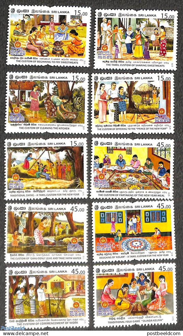Sri Lanka (Ceylon) 2022 New Year Traditions 10v, Mint NH, Various - Folklore - New Year - Neujahr