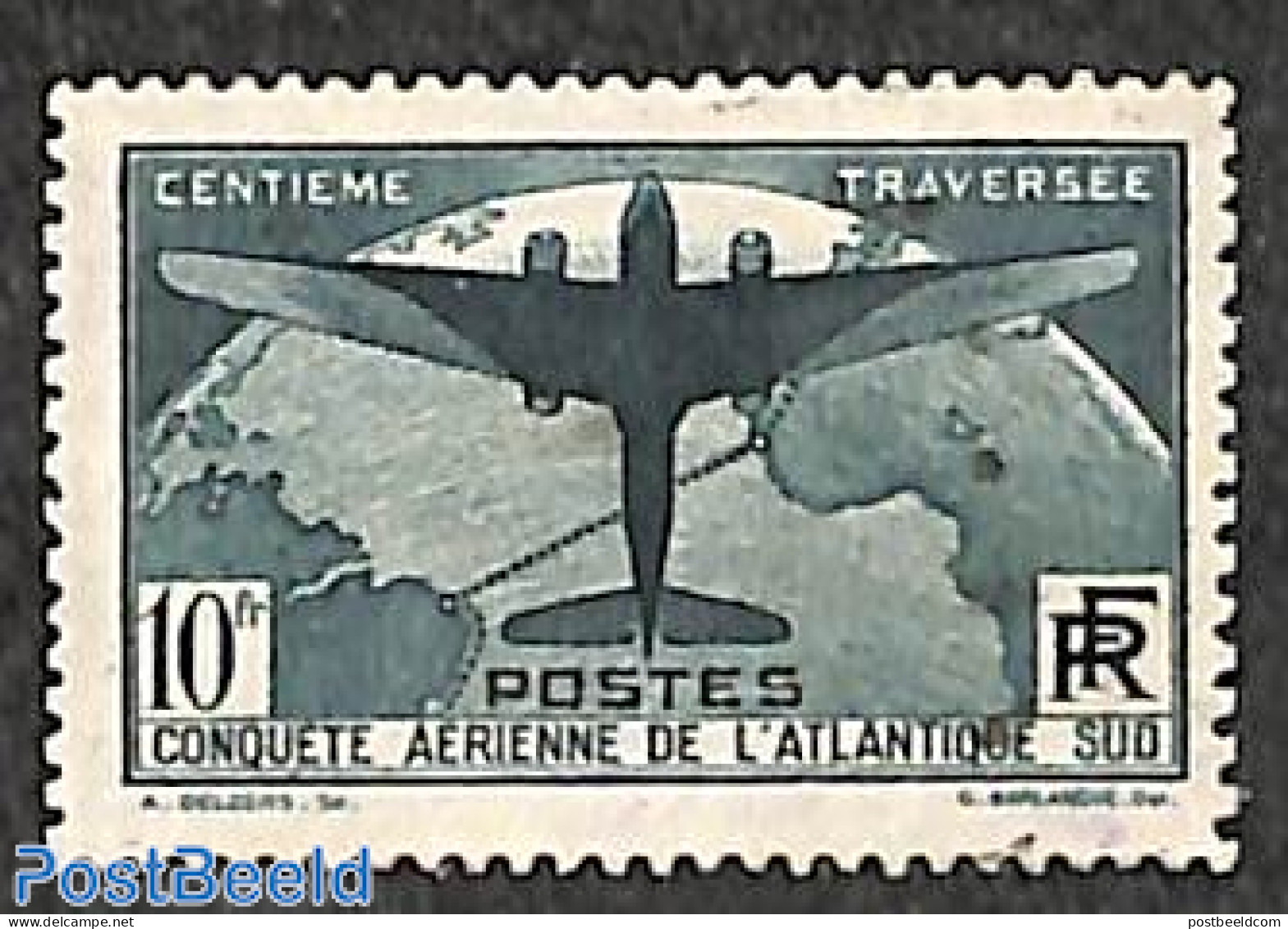 France 1936 10fr, Stamp Out Of Set, Mint NH, Transport - Various - Aircraft & Aviation - Maps - Neufs