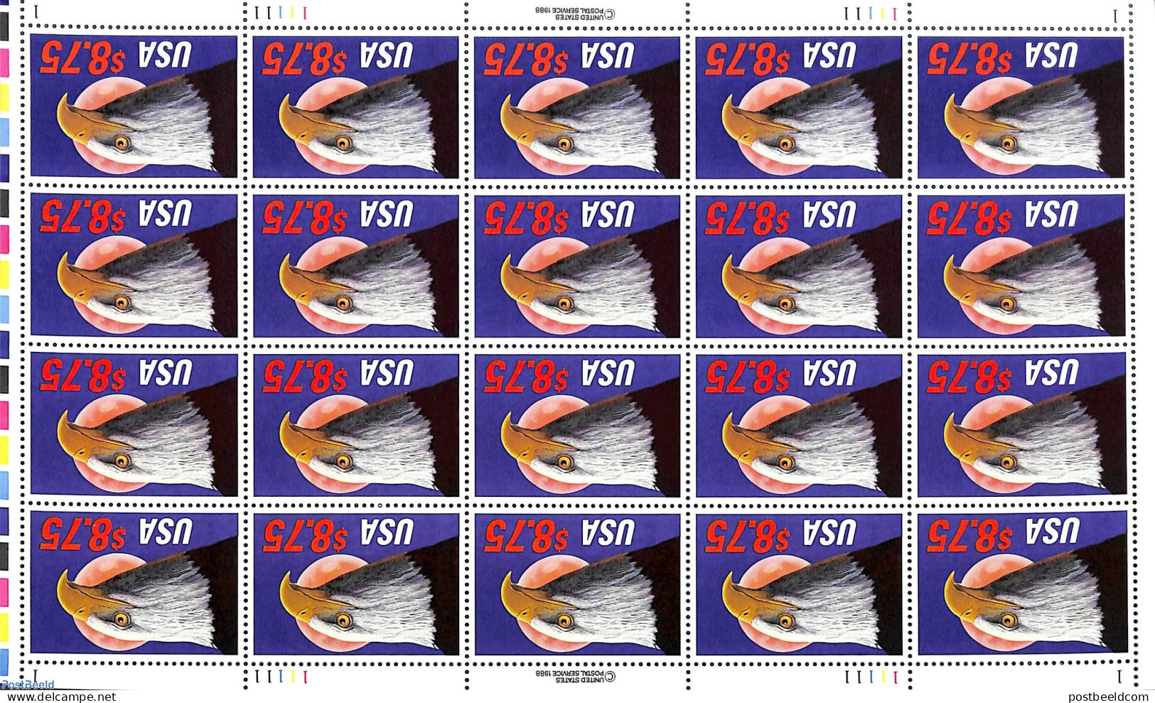 United States Of America 1988 Eagle M/s, Mint NH, Nature - Birds - Birds Of Prey - Unused Stamps