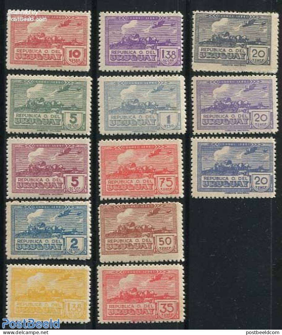 Uruguay 1939 Airmail Definitives 13v, Unused (hinged), Transport - Aircraft & Aviation - Airplanes