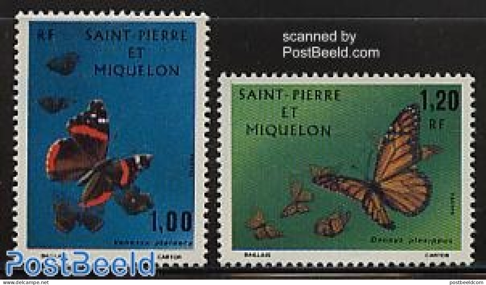 Saint Pierre And Miquelon 1975 Butterflies 2v, Unused (hinged), Nature - Butterflies - Autres & Non Classés
