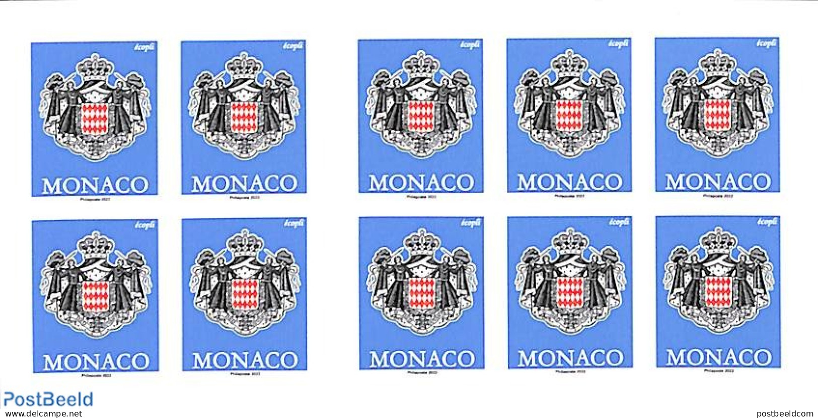 Monaco 2022 Coat Of Arms, Foil Booklet (with Year 2022), Mint NH, History - Coat Of Arms - Stamp Booklets - Neufs