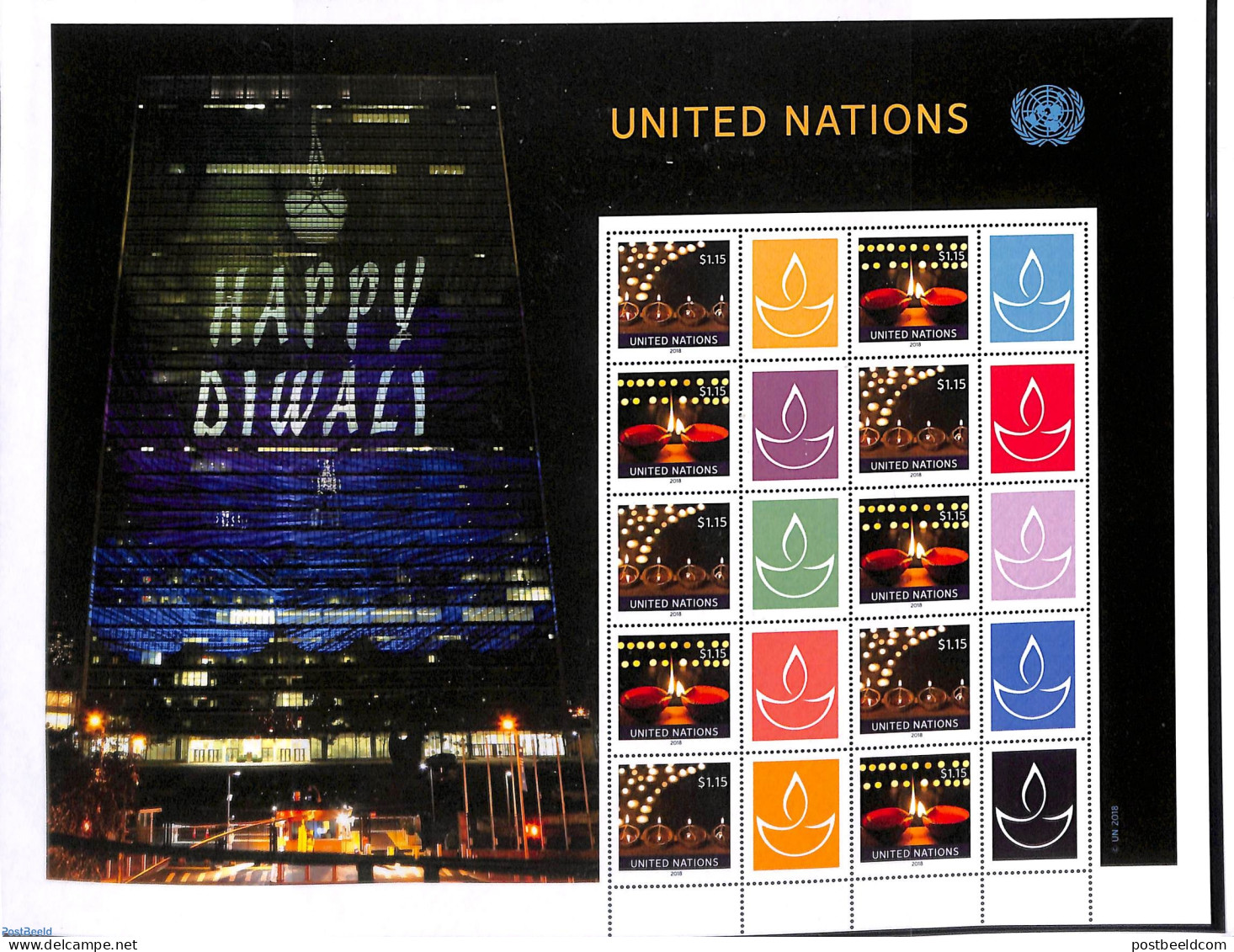 United Nations, New York 2018 Happy Diwali M/s, Mint NH - Andere & Zonder Classificatie