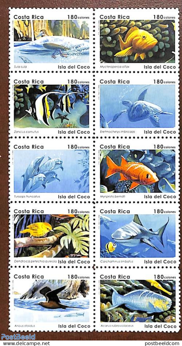 Costa Rica 2006 Isla Del Coco 10v, Mint NH, Nature - Birds - Fish - Sea Mammals - Turtles - Fische