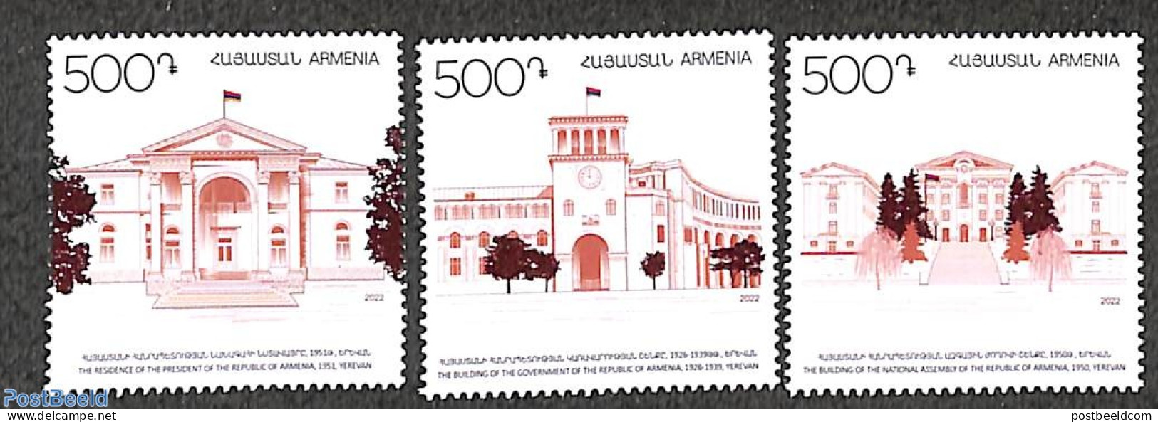 Armenia 2022 Architecture 3v, Mint NH, Art - Architecture - Armenië