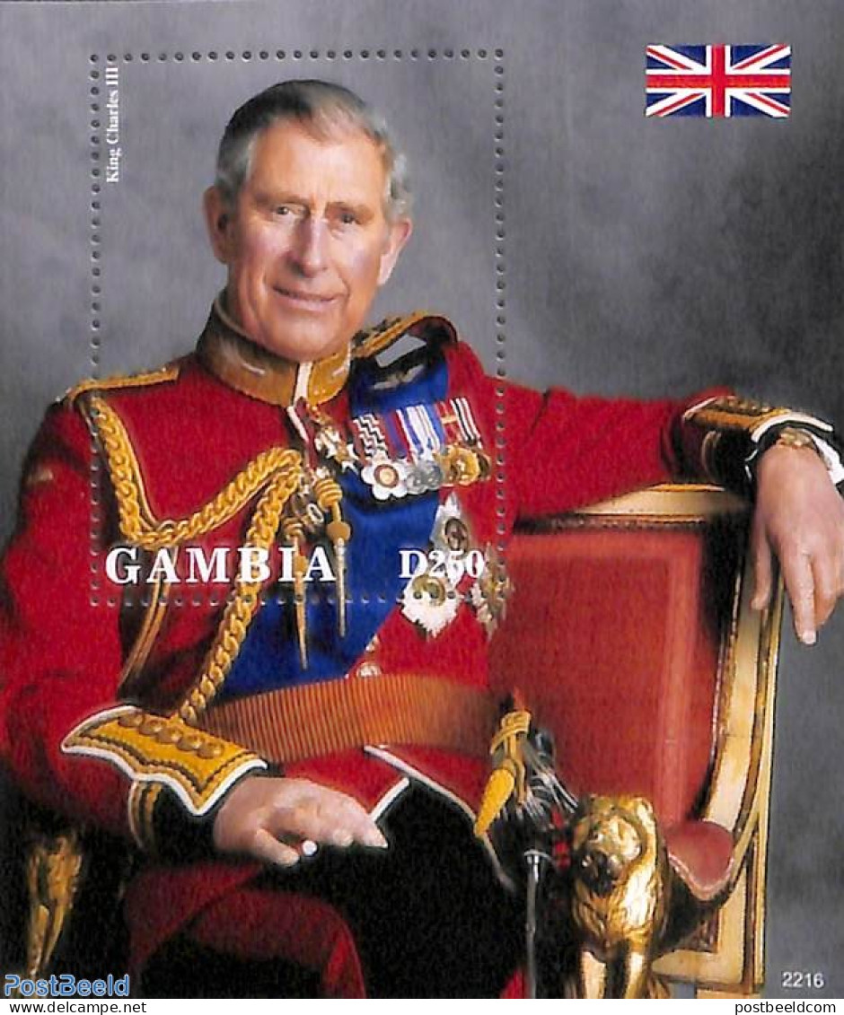 Gambia 2022 King Charles III S/s, Mint NH, History - Kings & Queens (Royalty) - Royalties, Royals
