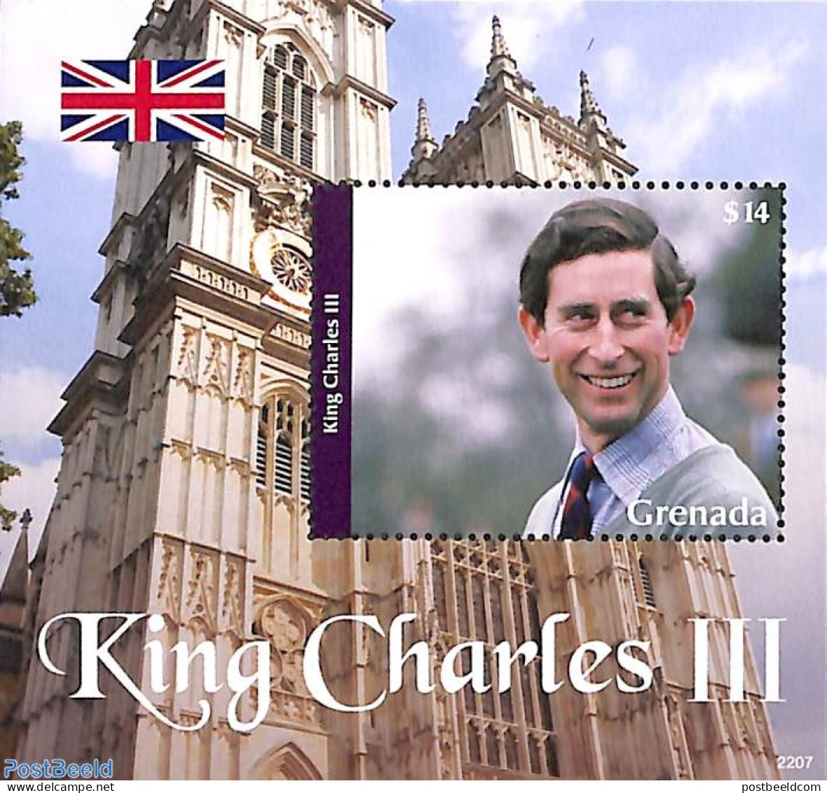Grenada 2022 King Charles III S/s, Mint NH, History - Kings & Queens (Royalty) - Königshäuser, Adel