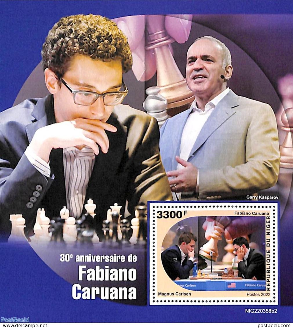 Niger 2022 Fabiano Caruana S/s, Mint NH, Sport - Chess - Echecs
