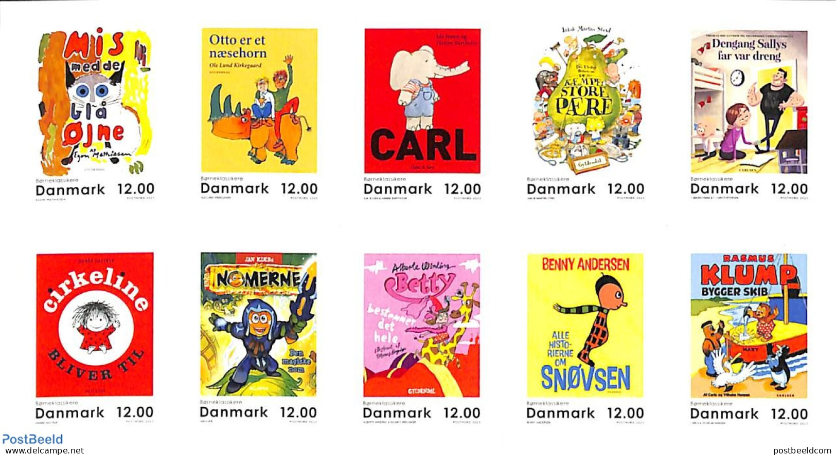 Denmark 2023 Children Books 10v S-a, Mint NH, Nature - Transport - Cats - Elephants - Stamp Booklets - Ships And Boats.. - Neufs