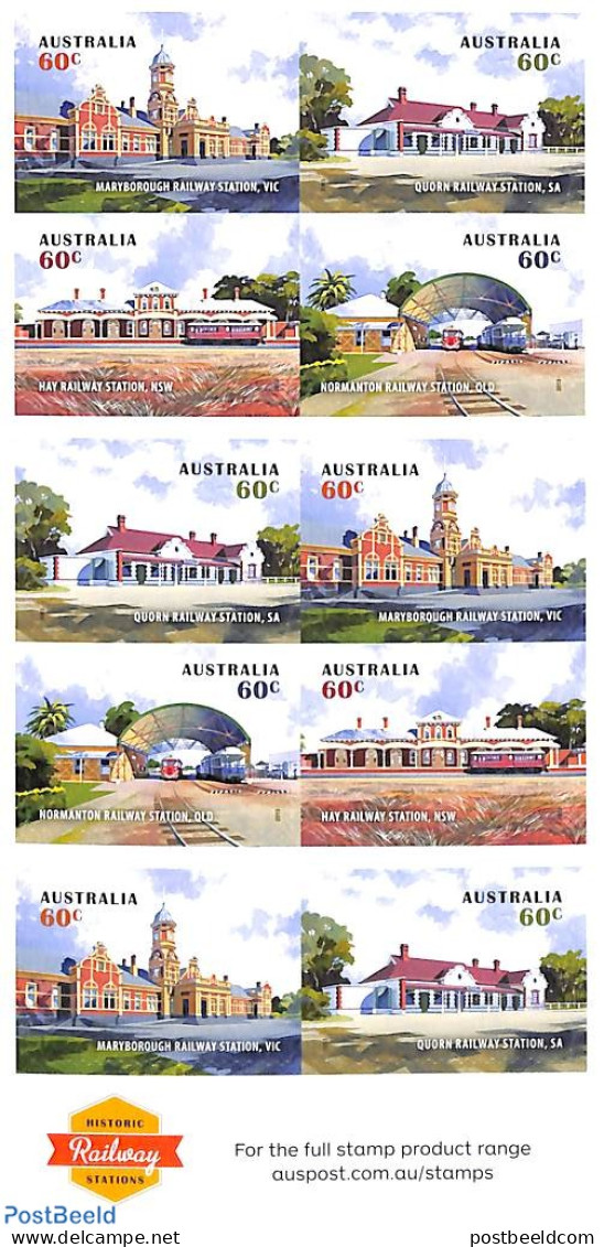 Australia 2013 Railway Stations, Foil Booklet, Mint NH, Transport - Stamp Booklets - Railways - Ongebruikt