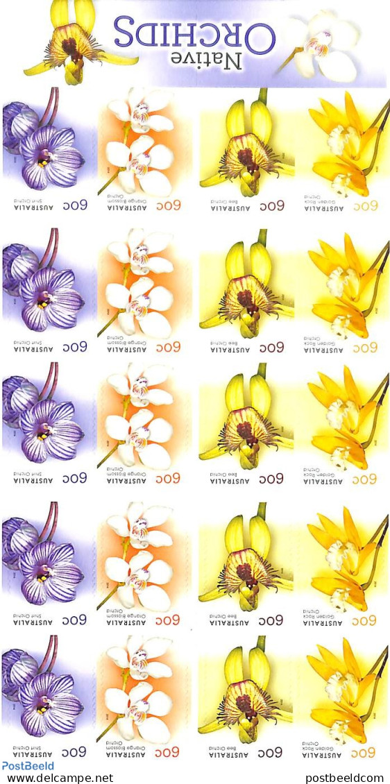 Australia 2014 Native Orchids Foil Booklet, Mint NH, Nature - Flowers & Plants - Orchids - Stamp Booklets - Unused Stamps