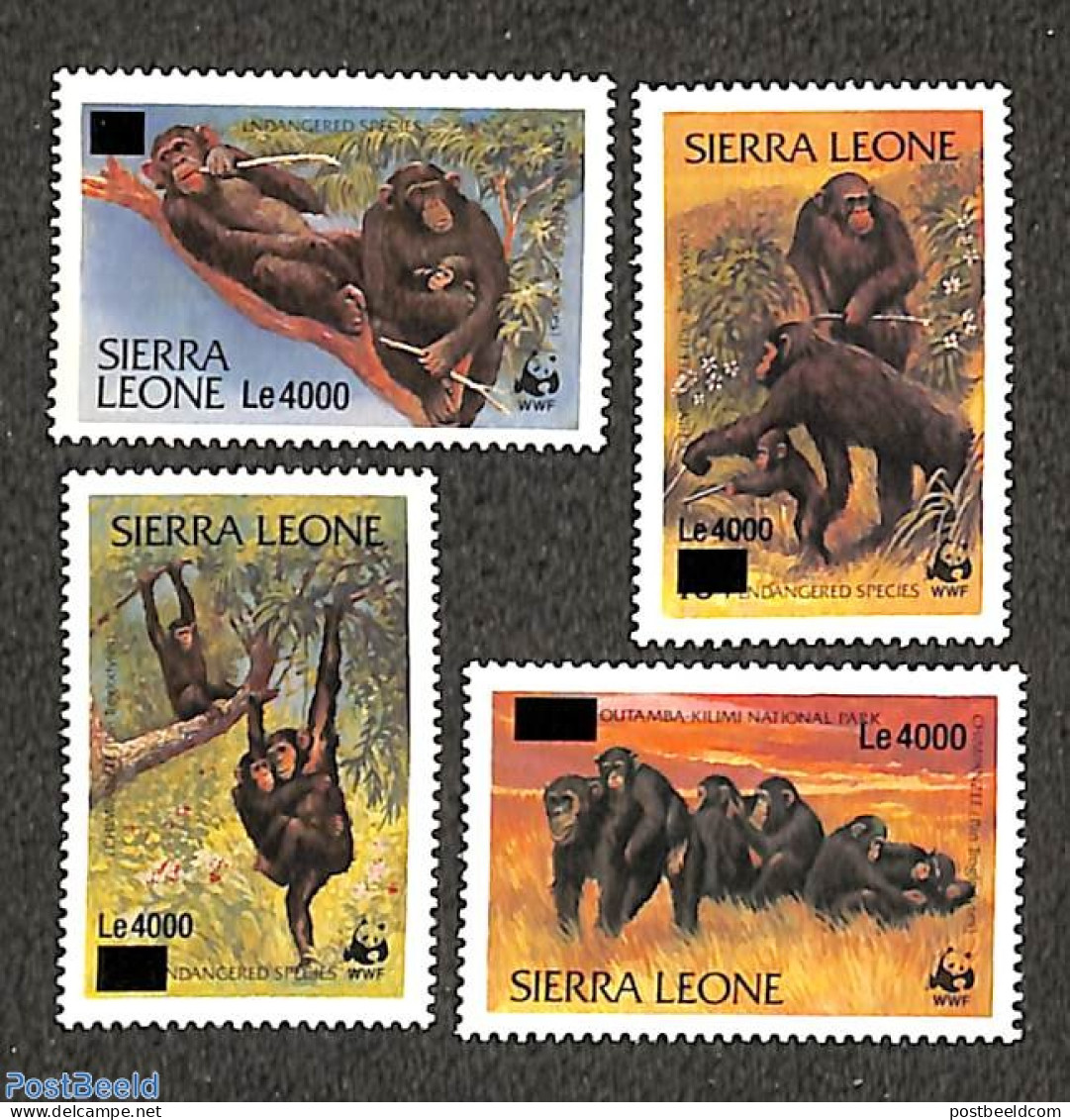 Sierra Leone 2008 WWF, Monkeys Overprints 4v, Mint NH, Nature - Monkeys - World Wildlife Fund (WWF) - Autres & Non Classés