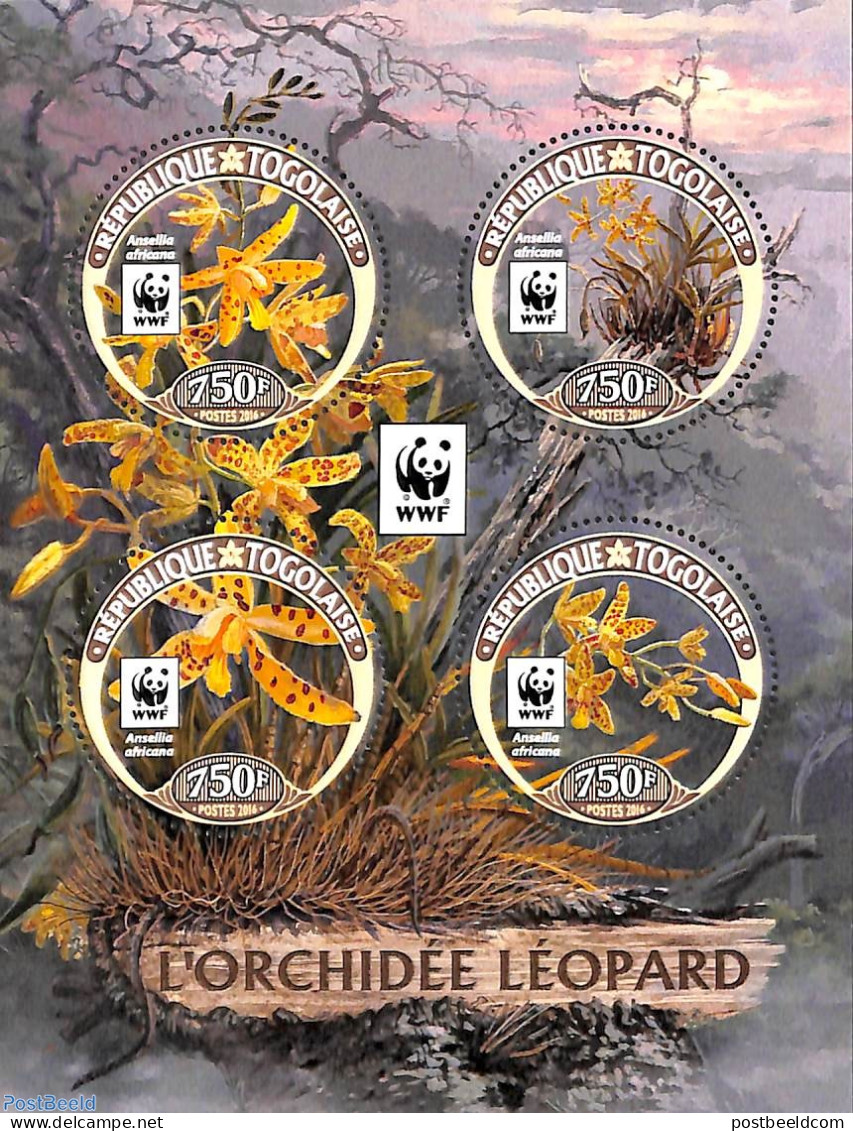 Togo 2016 WWF, Orchids 4v M/s, Mint NH, Nature - Flowers & Plants - Orchids - World Wildlife Fund (WWF) - Togo (1960-...)
