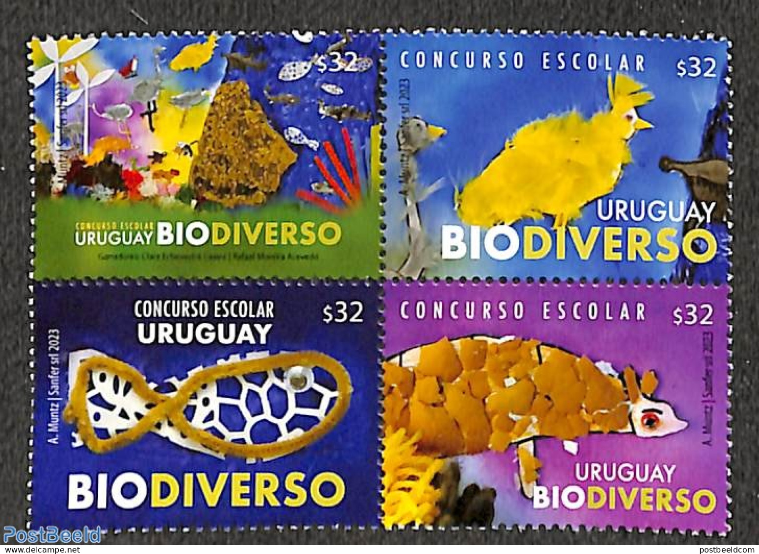 Uruguay 2023 Bio Diversity Concours 4v [+] Or [:::], Mint NH, Nature - Birds - Environment - Protection De L'environnement & Climat