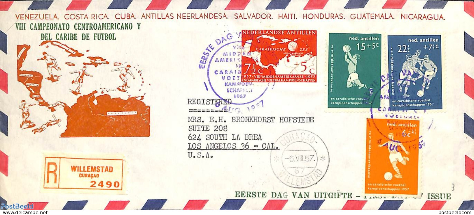 Netherlands Antilles 1957 Football FDC, First Day Cover, Sport - Various - Football - Maps - Geography
