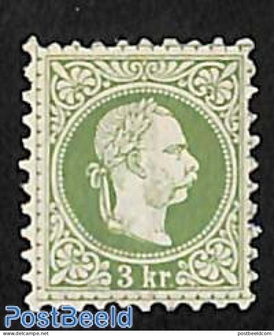 Austria 1867 3Kr, Perf. 9.5, Without Gum, Unused (hinged) - Nuovi