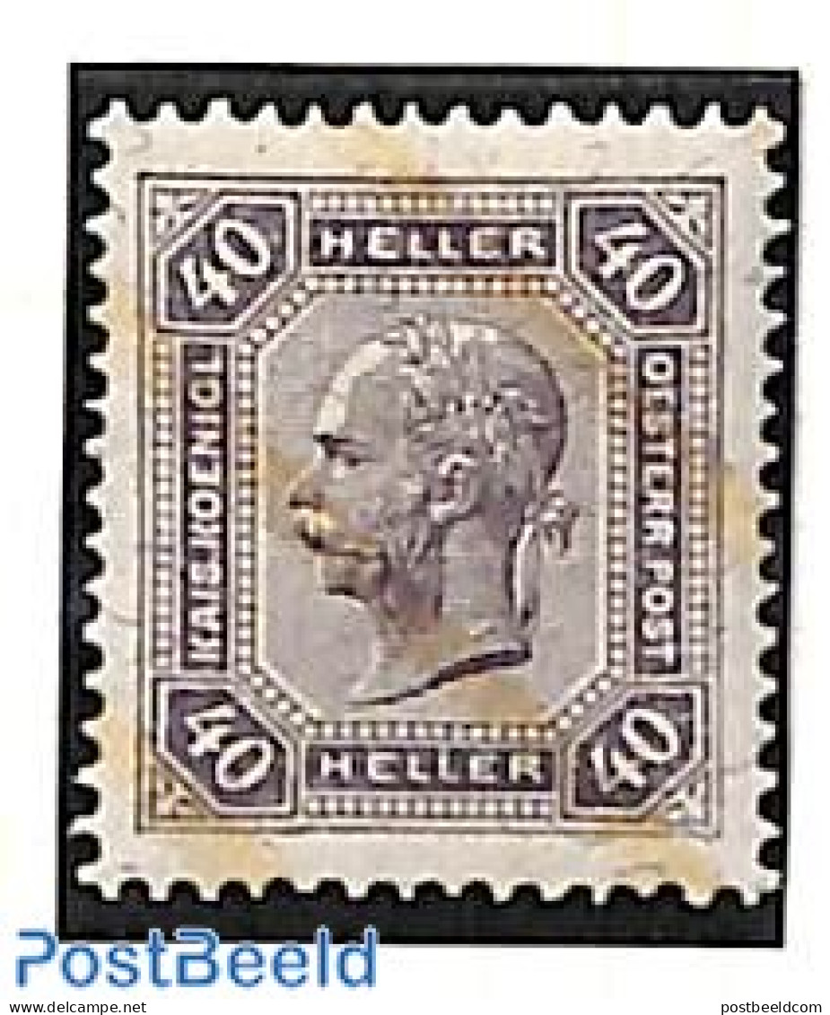 Austria 1904 40h, Perf. 13:13.5, With Lack Bars, Stamp Out Of Set, Unused (hinged) - Ungebraucht