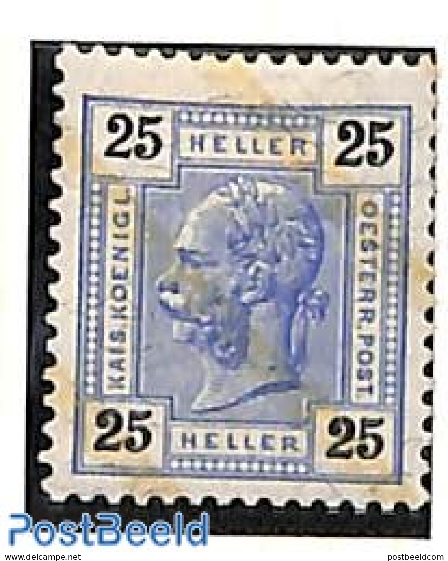 Austria 1904 25h, Perf. 13:12.5, With Lack Bars, Stamp Out Of Set, Unused (hinged) - Ungebraucht