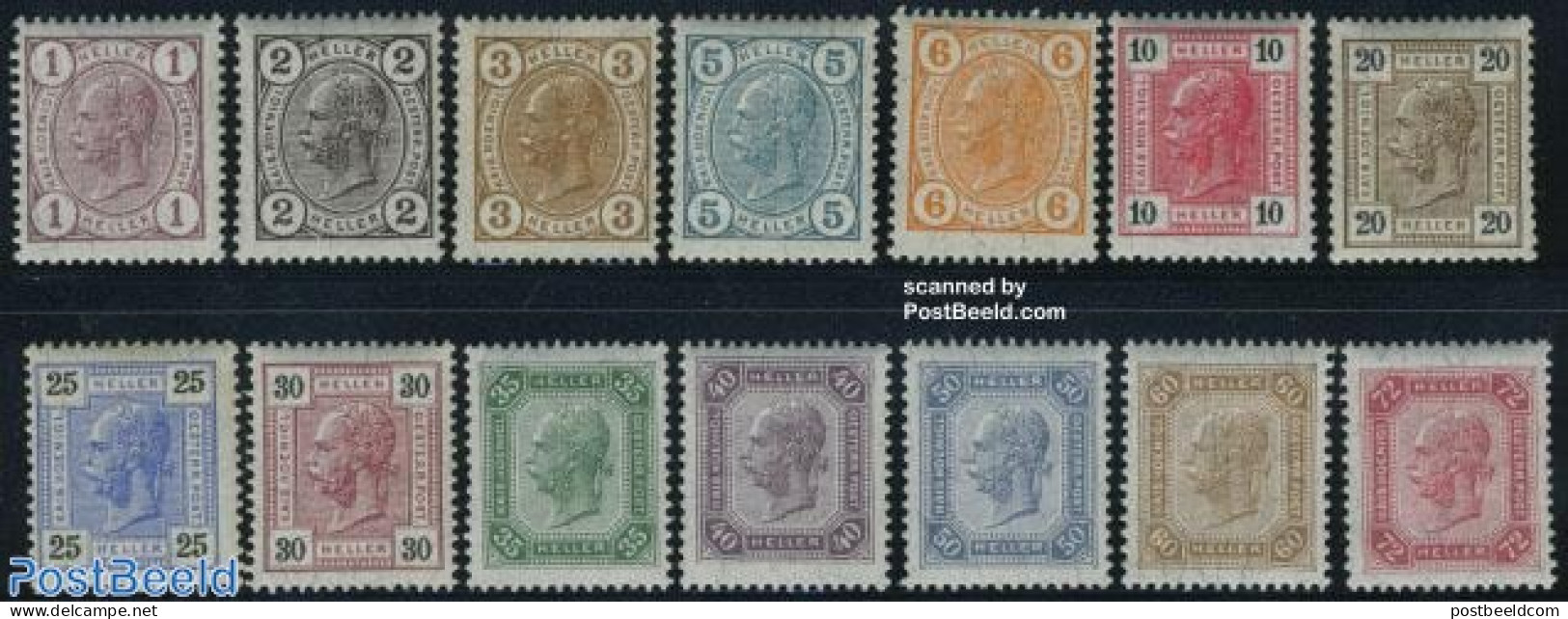 Austria 1905 Definitives 14v, Without Lack Bands, Unused (hinged) - Neufs