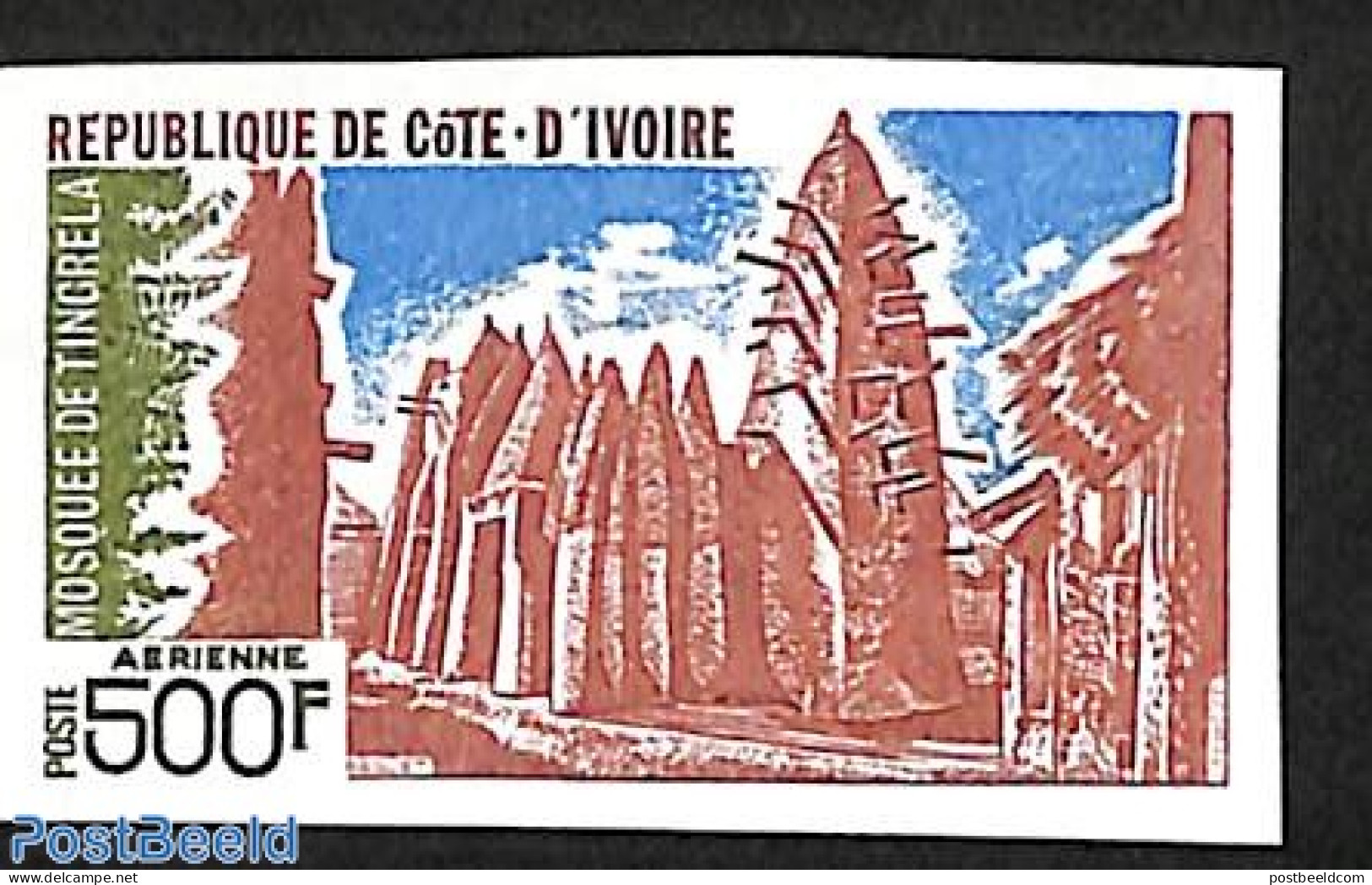 Ivory Coast 1977 Tingrela Mosque 1v, Imperforated, Mint NH, Religion - Islam - Unused Stamps
