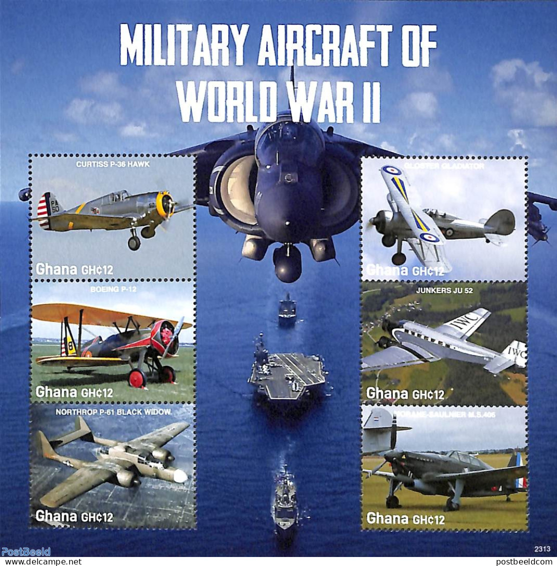 Ghana 2023 Military Aircraft Of World War II 6v M/s, Mint NH, History - Transport - World War II - Aircraft & Aviation - WW2