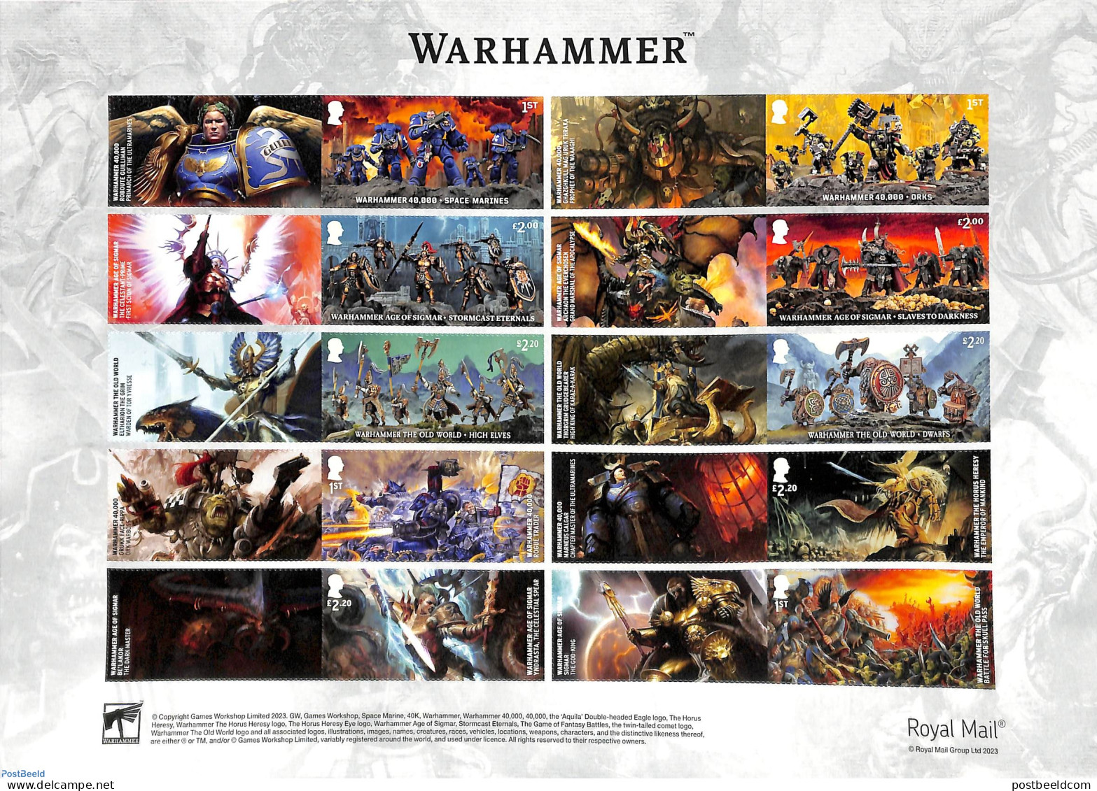 Great Britain 2023 Warhammer Collectors Sheet, Mint NH, Art - Science Fiction - Neufs