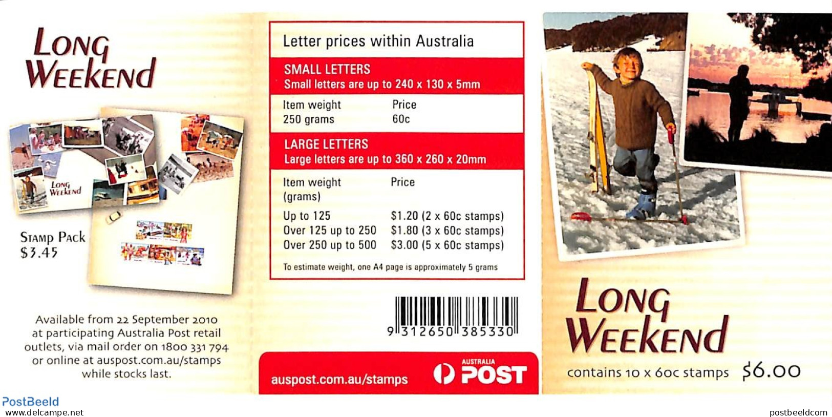 Australia 2010 Long Weekend, Foil Booklet, Mint NH, Nature - Transport - Various - Fish - Stamp Booklets - Automobiles.. - Unused Stamps