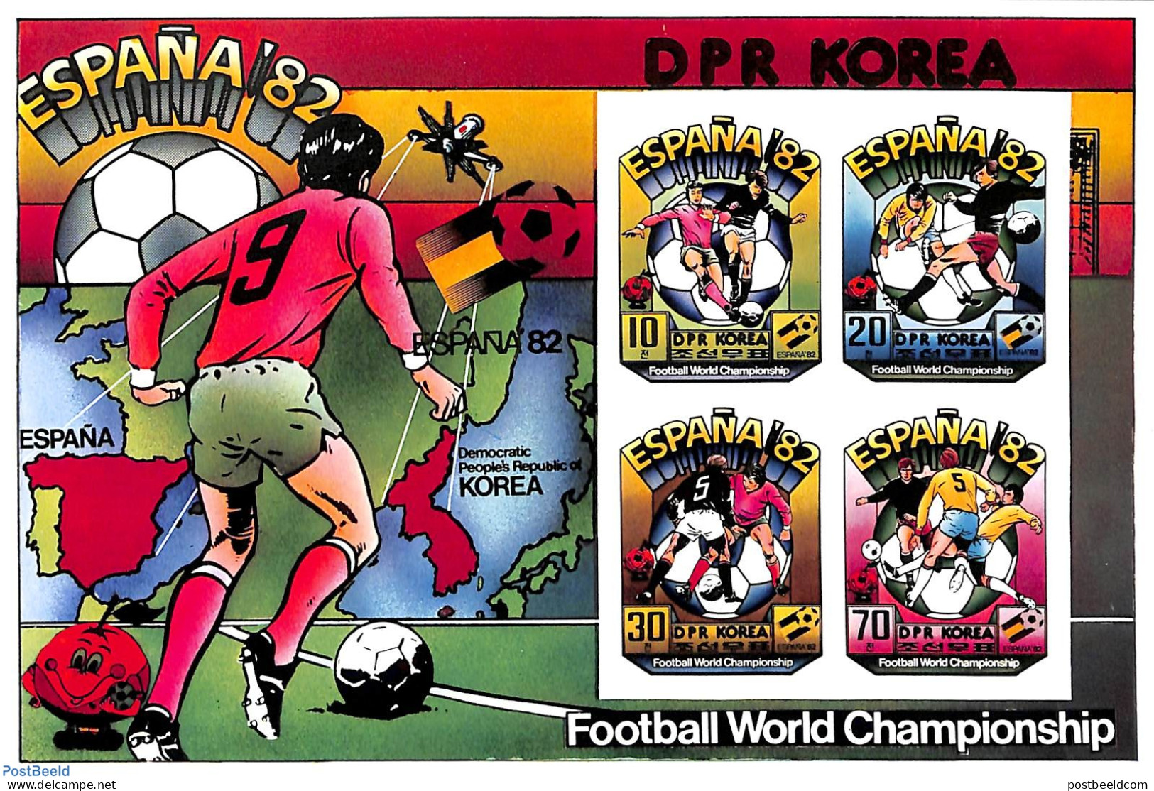 Korea, North 1981 WC Football 4v M/s, Imperforated, Mint NH, Sport - Football - Korea, North