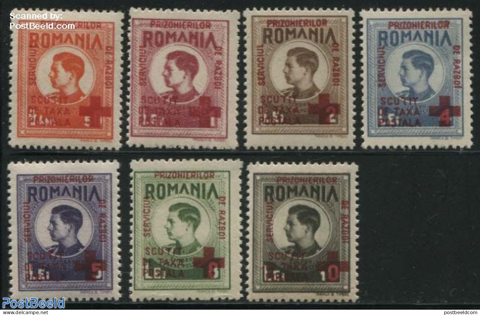 Romania 1946 Red Cross Overprints 7v, Unused (hinged), Health - Red Cross - Nuovi