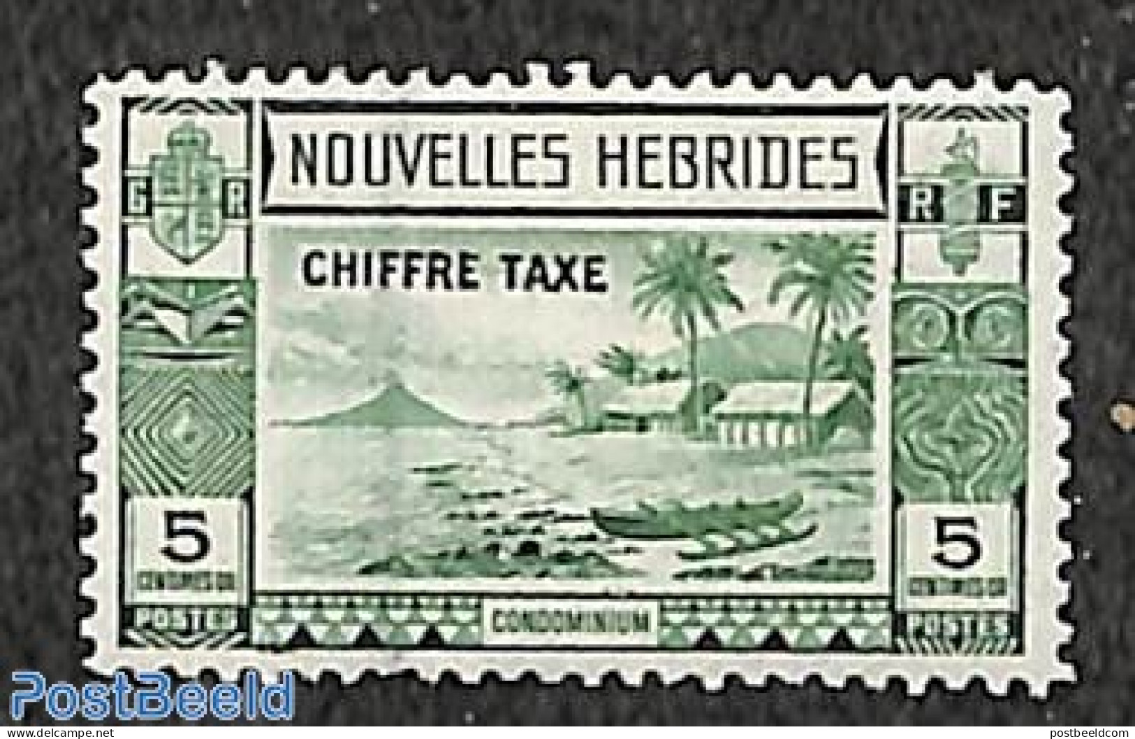New Hebrides 1938 5c, Postage Due, Stamp Out Of Set, Unused (hinged), Transport - Ships And Boats - Andere & Zonder Classificatie