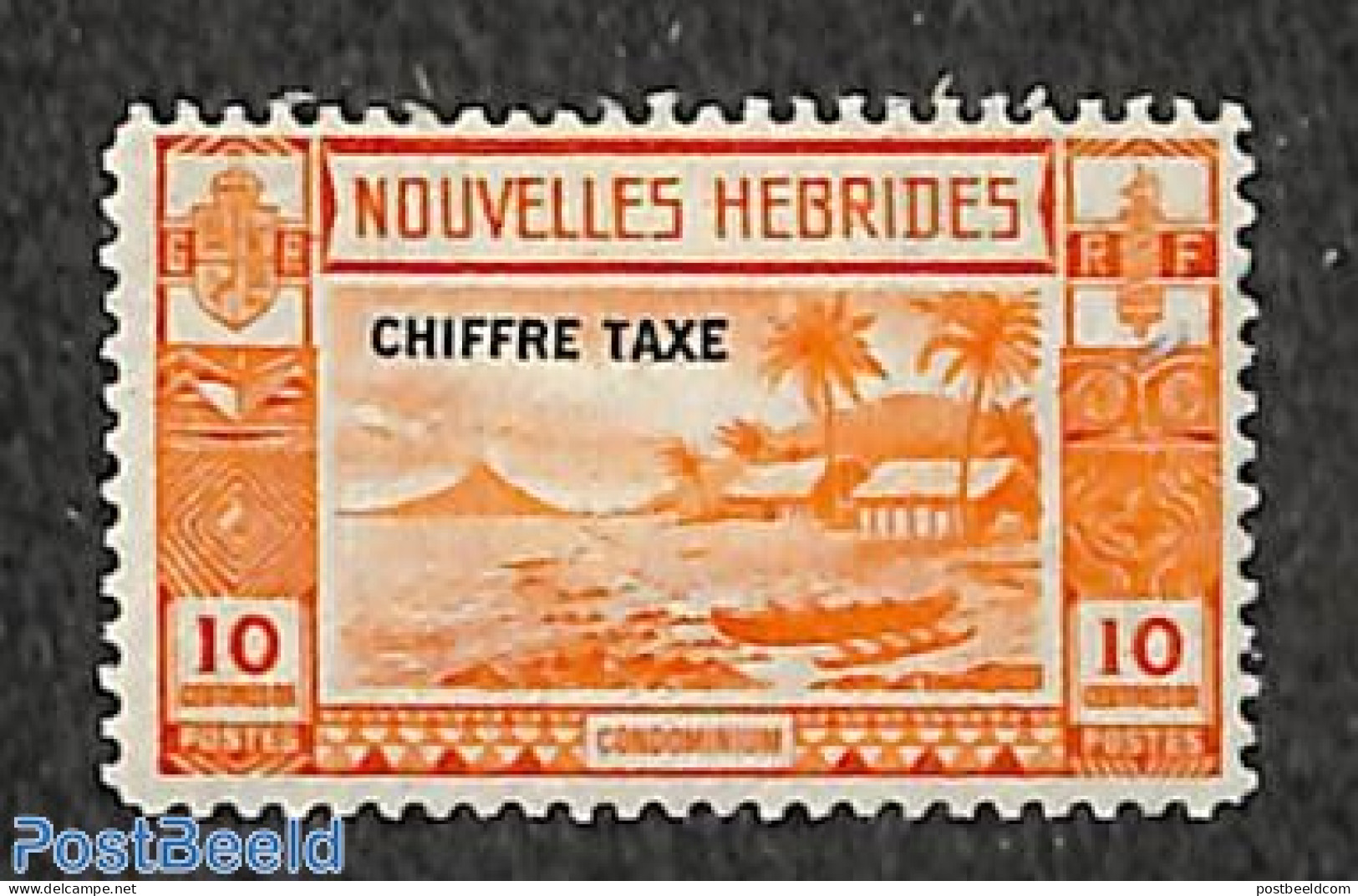 New Hebrides 1938 10c, Postage Due, Stamp Out Of Set, Unused (hinged), Transport - Ships And Boats - Sonstige & Ohne Zuordnung