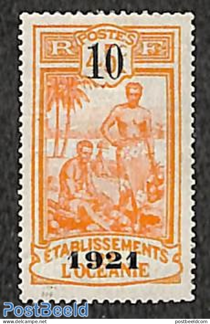 French Oceania 1921 10 1921 On 45c, Stamp Out Of Set, Unused (hinged) - Other & Unclassified